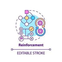 Reinforcement concept icon. Interactive environment. Category of machine learning abstract idea thin line illustration. Isolated outline drawing. Editable stroke. vector