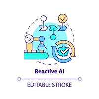 Reactive AI concept icon. Predictable scenario. Artificial intelligence type abstract idea thin line illustration. Isolated outline drawing. Editable stroke. vector