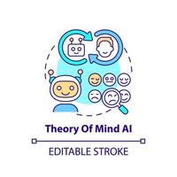 Theory of mind AI concept icon. Imitate human emotions. Artificial intelligence type abstract idea thin line illustration. Isolated outline drawing. Editable stroke. vector