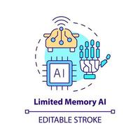 Limited memory AI concept icon. Stored information. Artificial intelligence type abstract idea thin line illustration. Isolated outline drawing. Editable stroke. vector