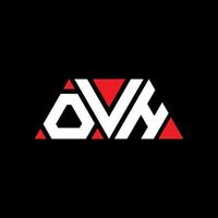 OVH triangle letter logo design with triangle shape. OVH triangle logo design monogram. OVH triangle vector logo template with red color. OVH triangular logo Simple, Elegant, and Luxurious Logo. OVH