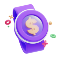 icono de negocios, el tiempo es dinero, ilustración 3d png