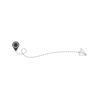Dashed Line Paper Airplane Route with Location Icon png