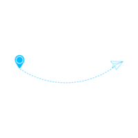 Dashed Line Paper Airplane Route with Location Icon png
