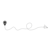 Papierfliegerroute mit gestrichelter Linie und Standortsymbol png