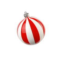 Christmas tree toy red and white color stripes 3d render png