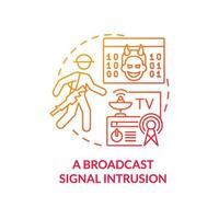 Broadcast signal intrusion red gradient concept icon. TV interference. Form of information warfare abstract idea thin line illustration. Isolated outline drawing. vector