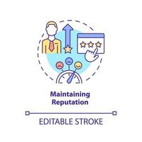 Maintaining reputation concept icon. Basic problem of startup abstract idea thin line illustration. Positive reviews. Isolated outline drawing. Editable stroke. vector