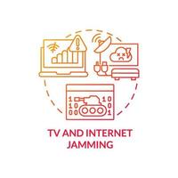 Television and internet jamming red gradient concept icon. TV interference. Form of information warfare abstract idea thin line illustration. Isolated outline drawing. vector