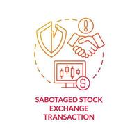 Sabotaged stock exchange transaction red gradient concept icon. Form of information warfare abstract idea thin line illustration. Isolated outline drawing. vector