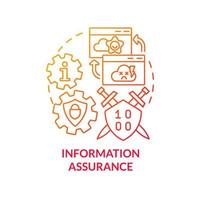 Information assurance red gradient concept icon. Data protection and defence. Basic definition abstract idea thin line illustration. Isolated outline drawing. vector