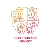 Deception and mimicry red gradient concept icon. Misleading enemy. Information warfare tactic abstract idea thin line illustration. Isolated outline drawing. vector