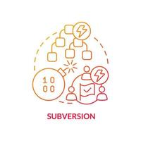 Subversion red gradient concept icon. Overthrow system and structure. Information warfare tactic abstract idea thin line illustration. Isolated outline drawing. vector