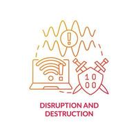 Disruption and destruction red gradient concept icon. Jamming signal. Information warfare tactic abstract idea thin line illustration. Isolated outline drawing. vector