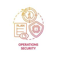 Operations security red gradient concept icon. Intelligence defense. Information operations abstract idea thin line illustration. Isolated outline drawing. vector