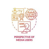 Perspective of media users red gradient concept icon. Social media influence. Information war over Internet abstract idea thin line illustration. Isolated outline drawing. vector