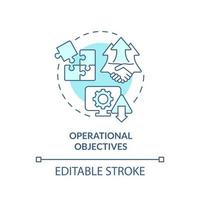 Operational objectives turquoise concept icon. International cooperation development abstract idea thin line illustration. Isolated outline drawing. Editable stroke. vector