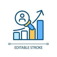 Customer research pixel perfect RGB color icon. Consumer behavior analysis. Identifying preferences. Isolated vector illustration. Simple filled line drawing. Editable stroke.