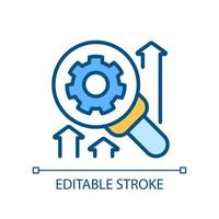 Research and development pixel perfect RGB color icon. Business improvement. Performance management. Isolated vector illustration. Simple filled line drawing. Editable stroke.