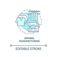 Apparel manufacturing turquoise concept icon. Garment production. Business subsector abstract idea thin line illustration. Isolated outline drawing. Editable stroke. vector