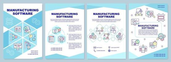 Manufacturing software brochure template. Automated system. Leaflet design with linear icons. 4 vector layouts for presentation, annual reports.