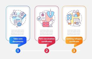 plantilla infográfica de rectángulo de pertenencias y documentos. visualización de datos con 3 pasos. gráfico de información de la línea de tiempo del proceso. diseño de flujo de trabajo con iconos de línea. vector