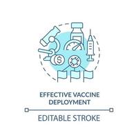 Effective vaccine deployment turquoise concept icon. Global cooperation against covid abstract idea thin line illustration. Isolated outline drawing. Editable stroke. vector