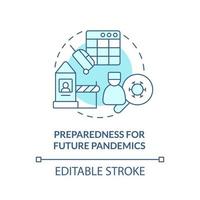 Preparedness for future pandemics turquoise concept icon. World recovery after covid abstract idea thin line illustration. Isolated outline drawing. Editable stroke. vector