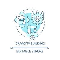 Capacity building turquoise concept icon. Facility growth. International cooperation abstract idea thin line illustration. Isolated outline drawing. Editable stroke. vector