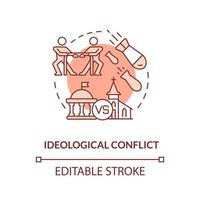 Ideological conflict terracotta concept icon. Lack of global cooperation problem abstract idea thin line illustration. Isolated outline drawing. Editable stroke. vector