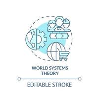 World systems theory turquoise concept icon. Worldwide interdependent economics abstract idea thin line illustration. Isolated outline drawing. Editable stroke. vector