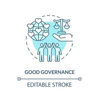 Good governance turquoise concept icon. Public institution. World relations theory abstract idea thin line illustration. Isolated outline drawing. Editable stroke. vector
