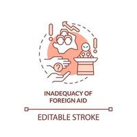 Inadequacy of foreign aid terracotta concept icon. Lack of international cooperation abstract idea thin line illustration. Isolated outline drawing. Editable stroke. vector