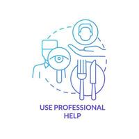 Use professional help blue gradient concept icon. Nutritionist. Approaches to healthy diet abstract idea thin line illustration. Isolated outline drawing. vector