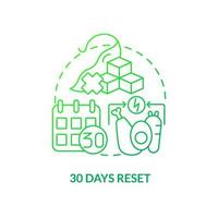 Thirty days reset green gradient concept icon. Healthy food eating program. Trendy diet plan abstract idea thin line illustration. Isolated outline drawing. vector