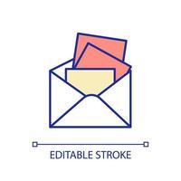 Overloaded email inbox RGB color icon. Spam letters danger for users. System notifications. Isolated vector illustration. Simple filled line drawing. Editable stroke.