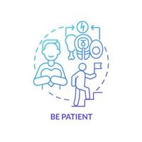 Be patient blue gradient concept icon. Set healthy habits. Weight loss. Approaches to healthy diet abstract idea thin line illustration. Isolated outline drawing. vector