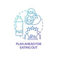 Plan ahead for eating out blue gradient concept icon. Going to restaurant. Approaches to healthy diet abstract idea thin line illustration. Isolated outline drawing. vector