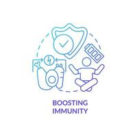 Boosting immunity blue gradient concept icon. Strengthen immune system. Healthy diet advantages abstract idea thin line illustration. Isolated outline drawing. vector