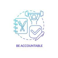 Be accountable blue gradient concept icon. Write down what you eat. Maintaining weight after diet abstract idea thin line illustration. Isolated outline drawing. vector