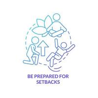 Be prepared for setbacks blue gradient concept icon. Maintaining weight after low carb diet abstract idea thin line illustration. Isolated outline drawing. vector