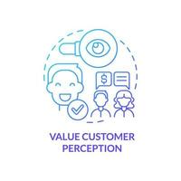 Value client perception blue gradient concept icon. Consumer feedback. Customer-centric business abstract idea thin line illustration. Isolated outline drawing. vector