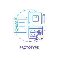 Prototype blue gradient concept icon. Experimental product version. Design thinking process abstract idea thin line illustration. Isolated outline drawing. vector