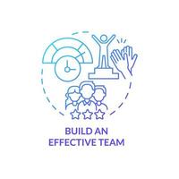 Build effective team blue gradient concept icon. Cooperation at work. Way to increase business efficiency abstract idea thin line illustration. Isolated outline drawing. vector