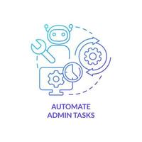 Automate admin tasks blue gradient concept icon. Workflow improving. Way to increase business efficiency abstract idea thin line illustration. Isolated outline drawing. vector