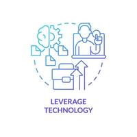 Leverage technology blue gradient concept icon. Smart system. Way to increase business efficiency abstract idea thin line illustration. Isolated outline drawing. vector