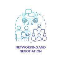 Networking and negotiation blue gradient concept icon. Soft skills experts. Business development abstract idea thin line illustration. Isolated outline drawing. vector