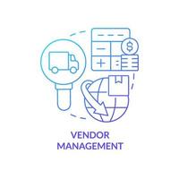 Vendor management blue gradient concept icon. Corporate partnership building. Business development abstract idea thin line illustration. Isolated outline drawing. vector