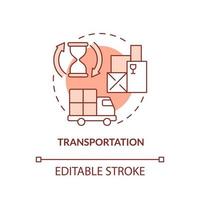 Transportation red concept icon. Additional expenses. Product delivery. Type of muda abstract idea thin line illustration. Isolated outline drawing. Editable stroke. vector