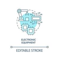 icono de concepto turquesa de equipo electrónico. componentes de dispositivos de construcción. subsector idea abstracta ilustración de línea delgada. dibujo de contorno aislado. trazo editable. vector